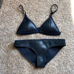 Triangl black leather bikini - top XS: bottoms S